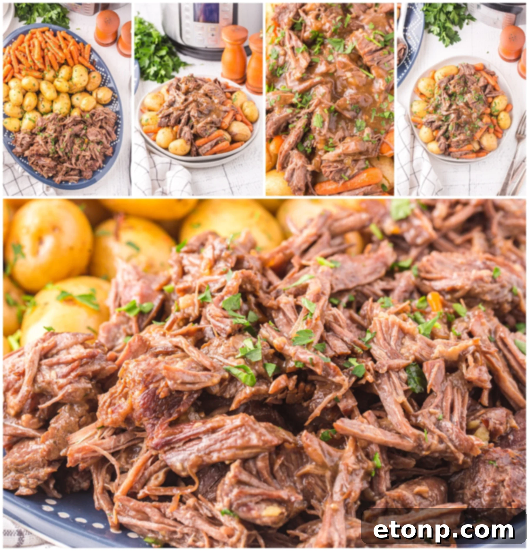 Collage showing the pot roast at all different angles 