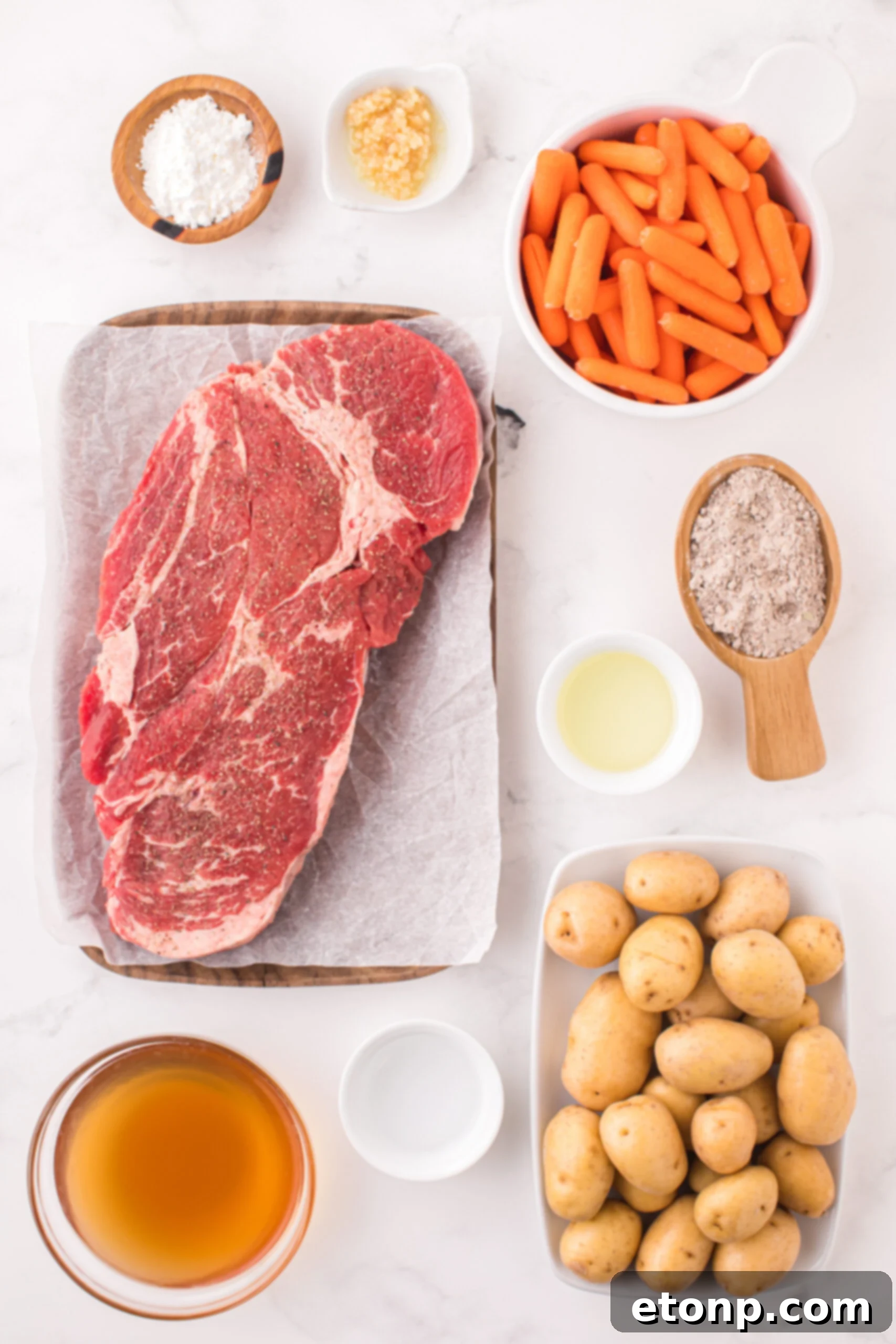 Overhead view of all ingredients needed for this recipe. 