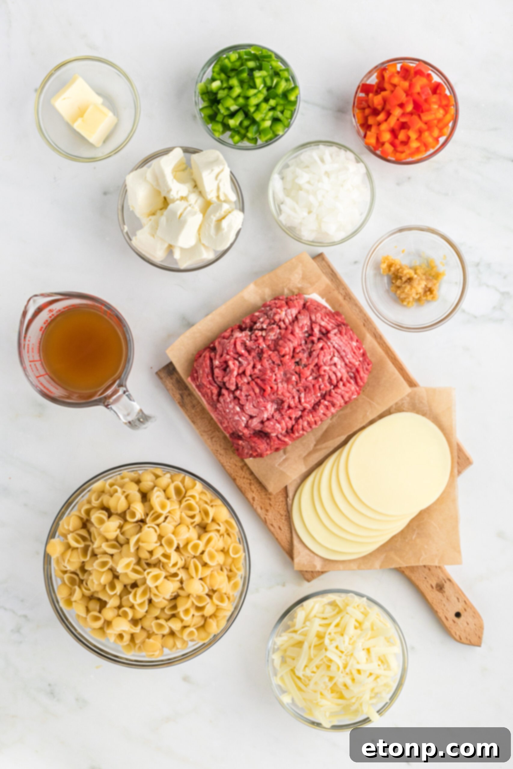 Overhead view of the ingredients needed to complete this recipe.