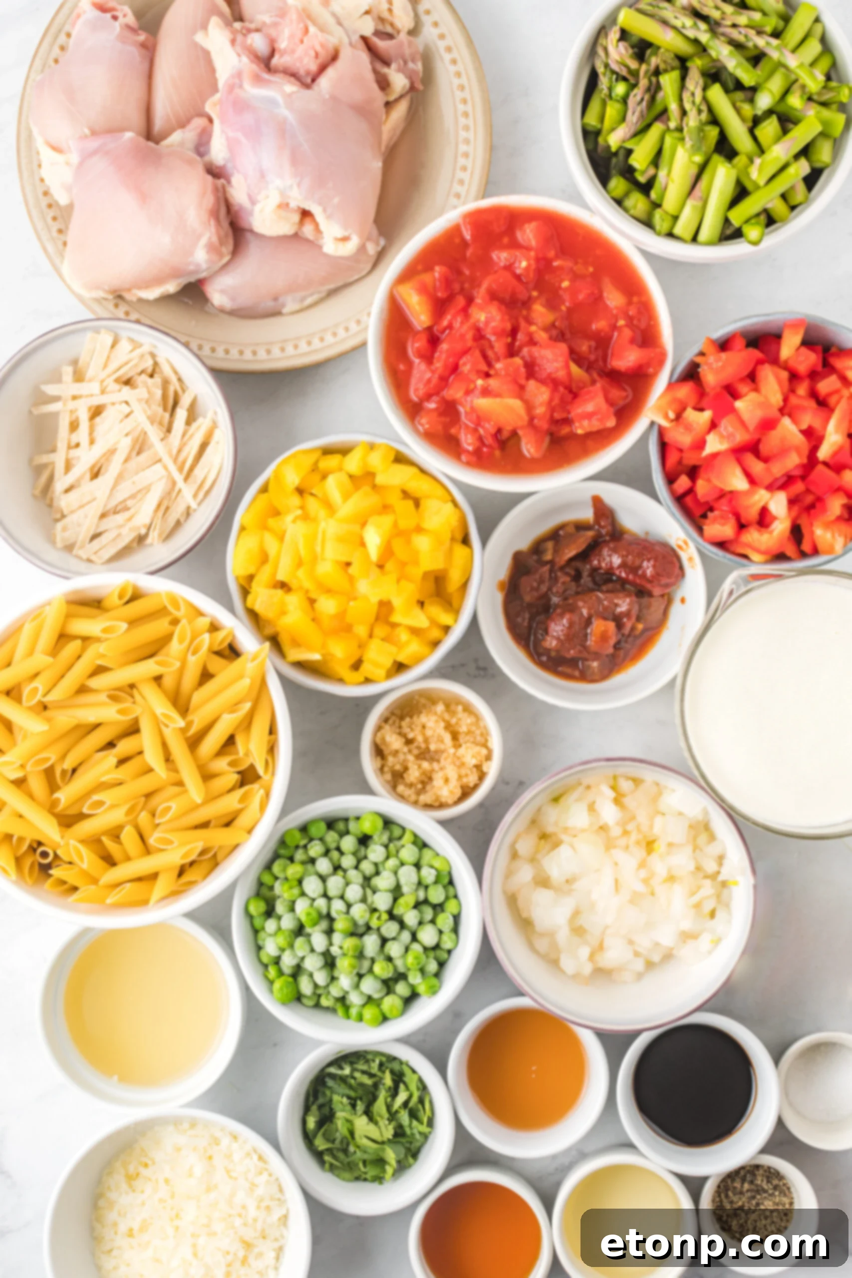 Overhead view of the ingredients needed to complete this recipe. 