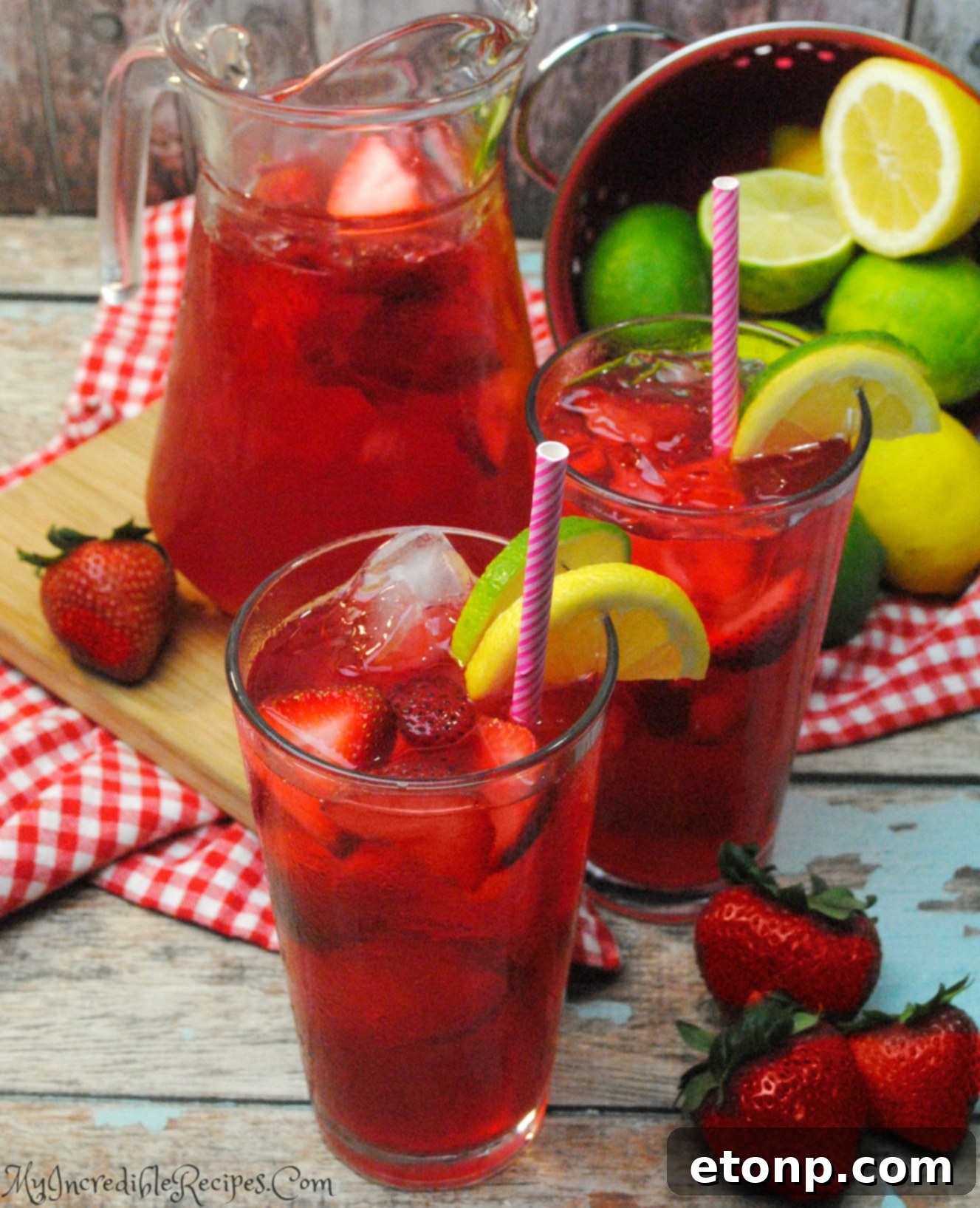 Close up of strawberry pieces for sweet tea