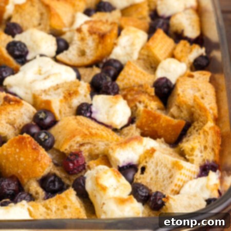 Delicious Blueberry French Toast Casserole ready to be served