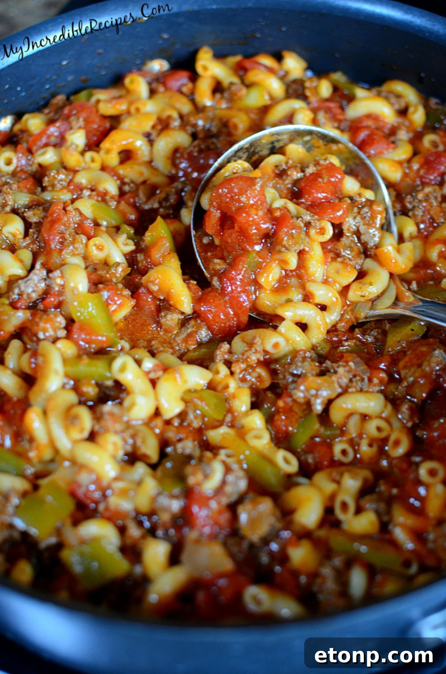 Cooked American Chop Suey ready to serve