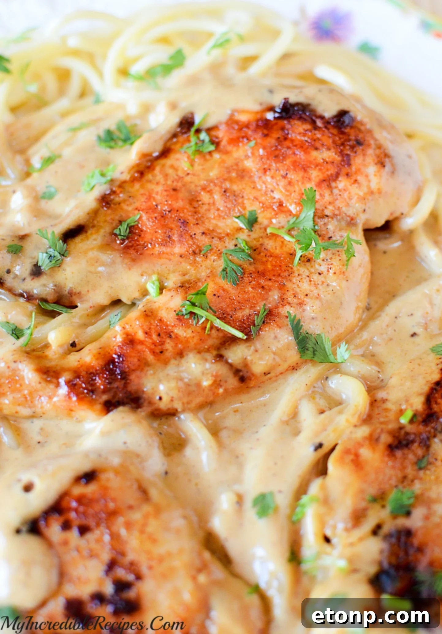 Chicken Lazone ready to be served from a skillet
