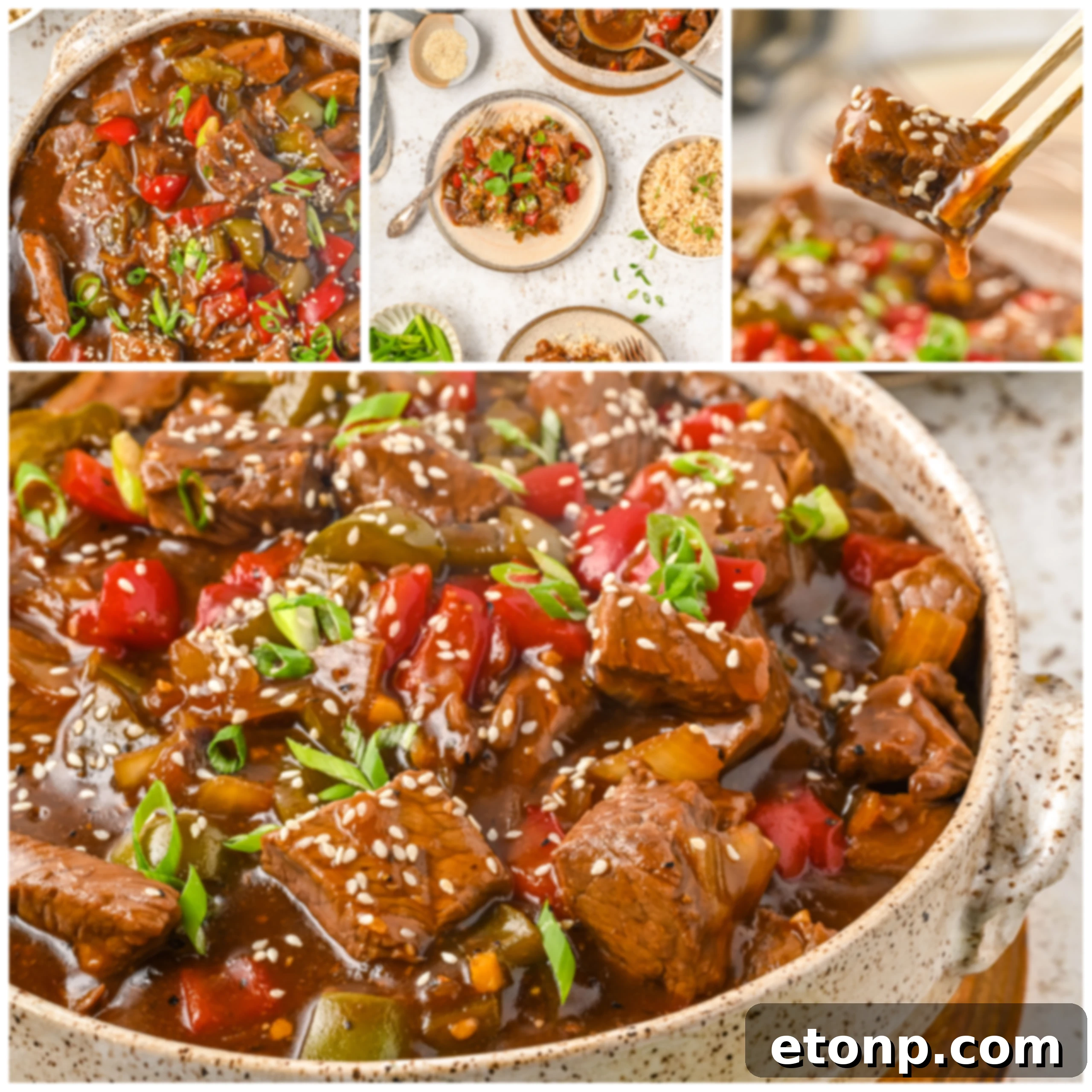 Chinese pepper steak collage 