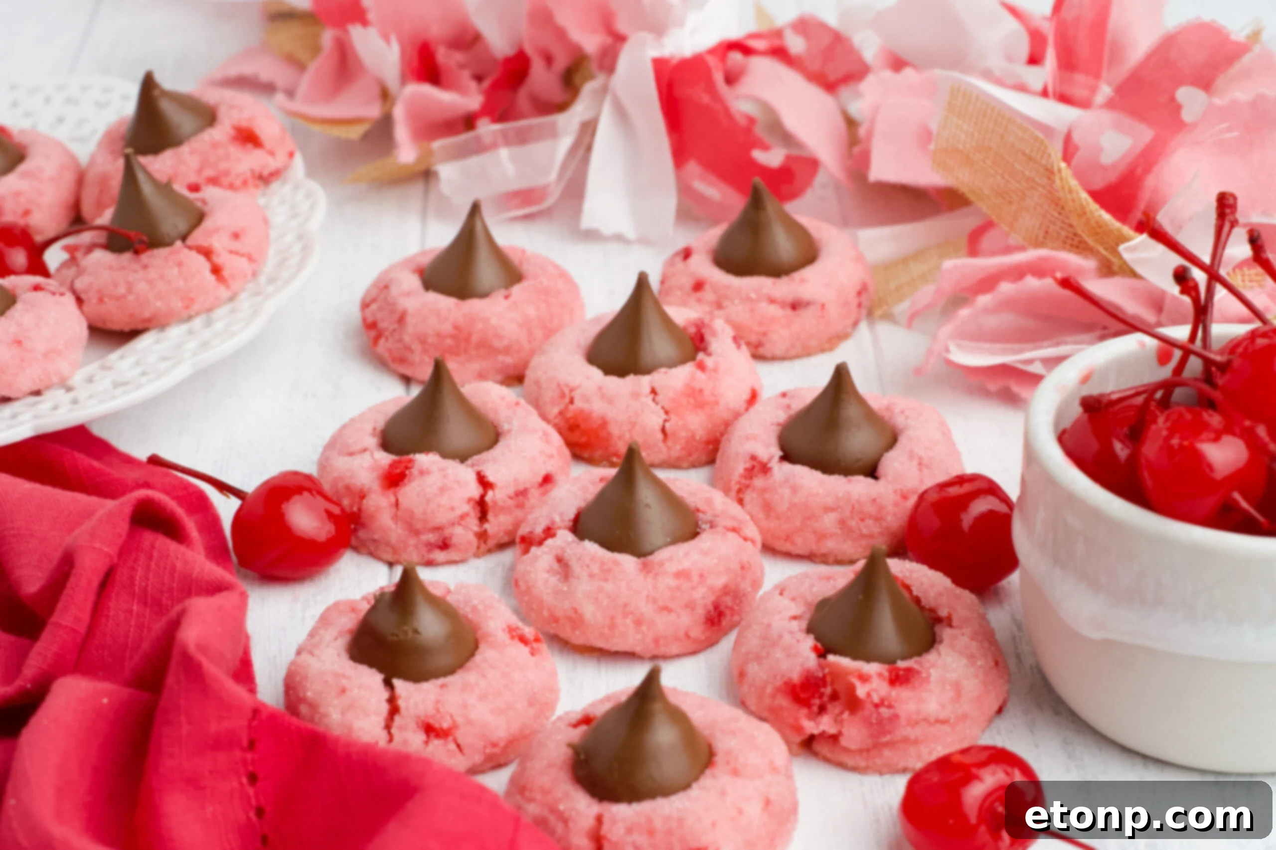Another appealing front view of the Cherry Blossom Cookies, showing their perfectly rounded shape and inviting texture.
