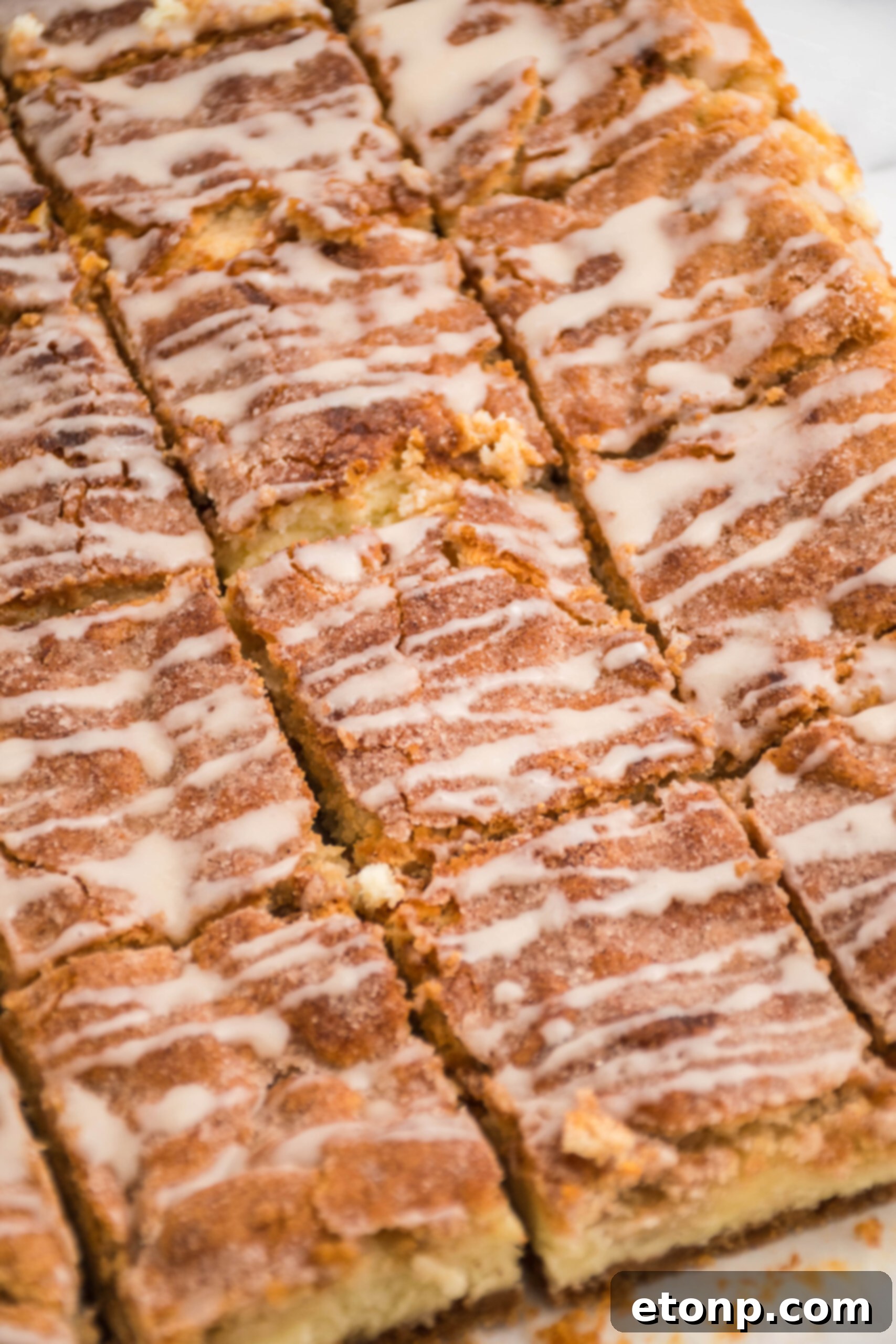 Overhead view of Snickerdoodle Cheesecake Bars.