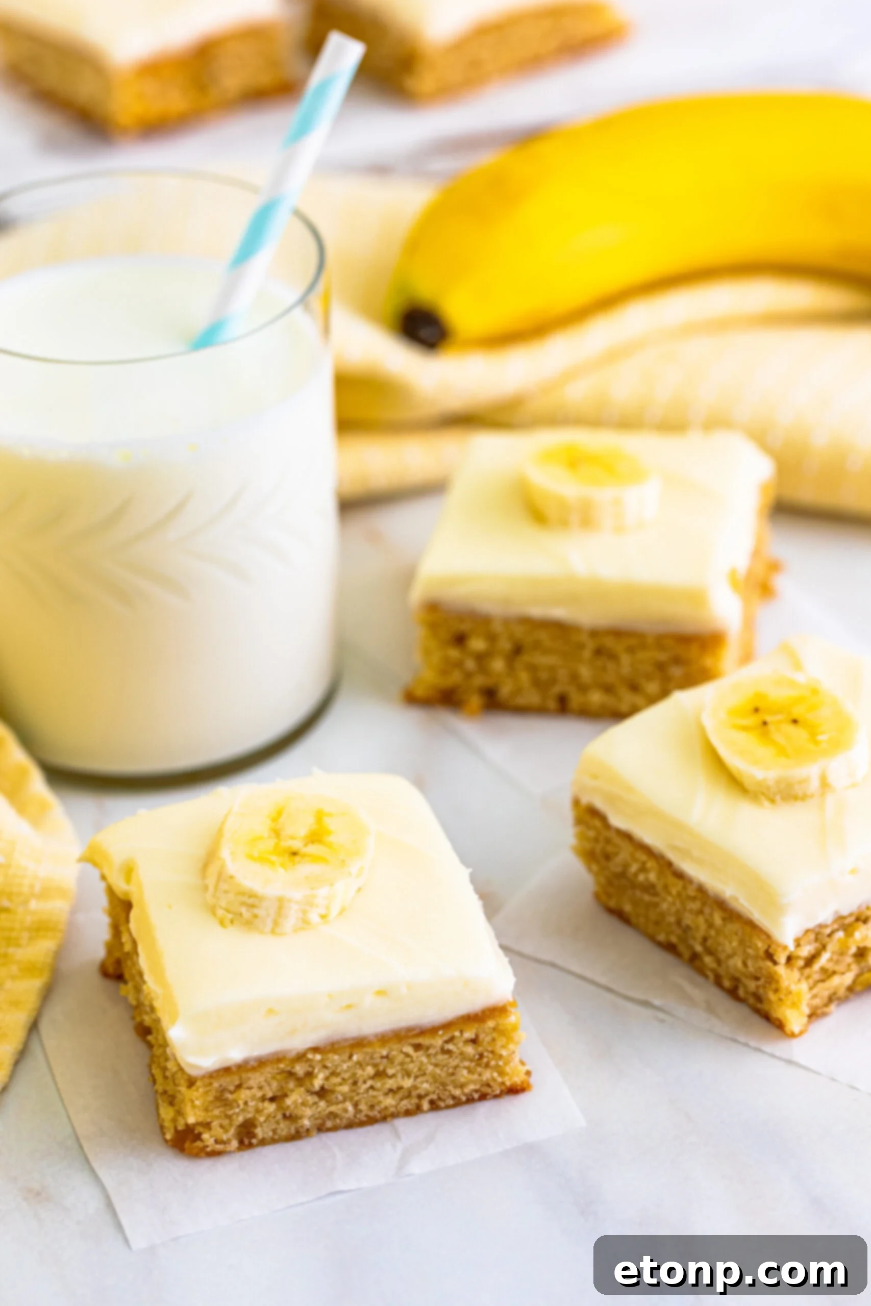 Ultimate Banana Brownies 4 Front view of Banana Brownies, showcasing their golden-brown edges.