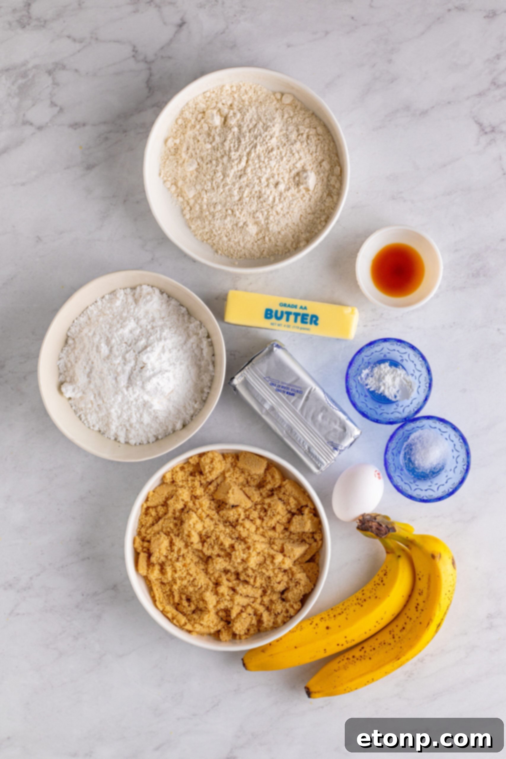 Ultimate Banana Brownies 6 Overhead view of all the ingredients meticulously laid out, ready for baking.