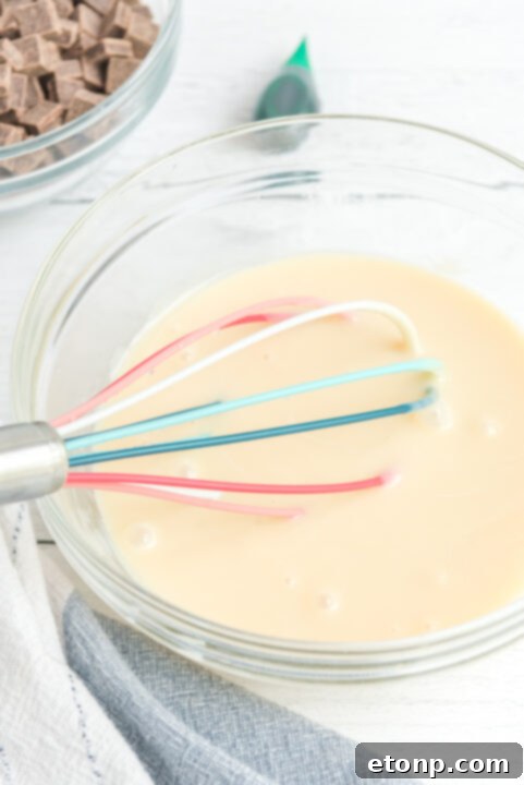 Step 1: Combine condensed milk and peppermint extract.