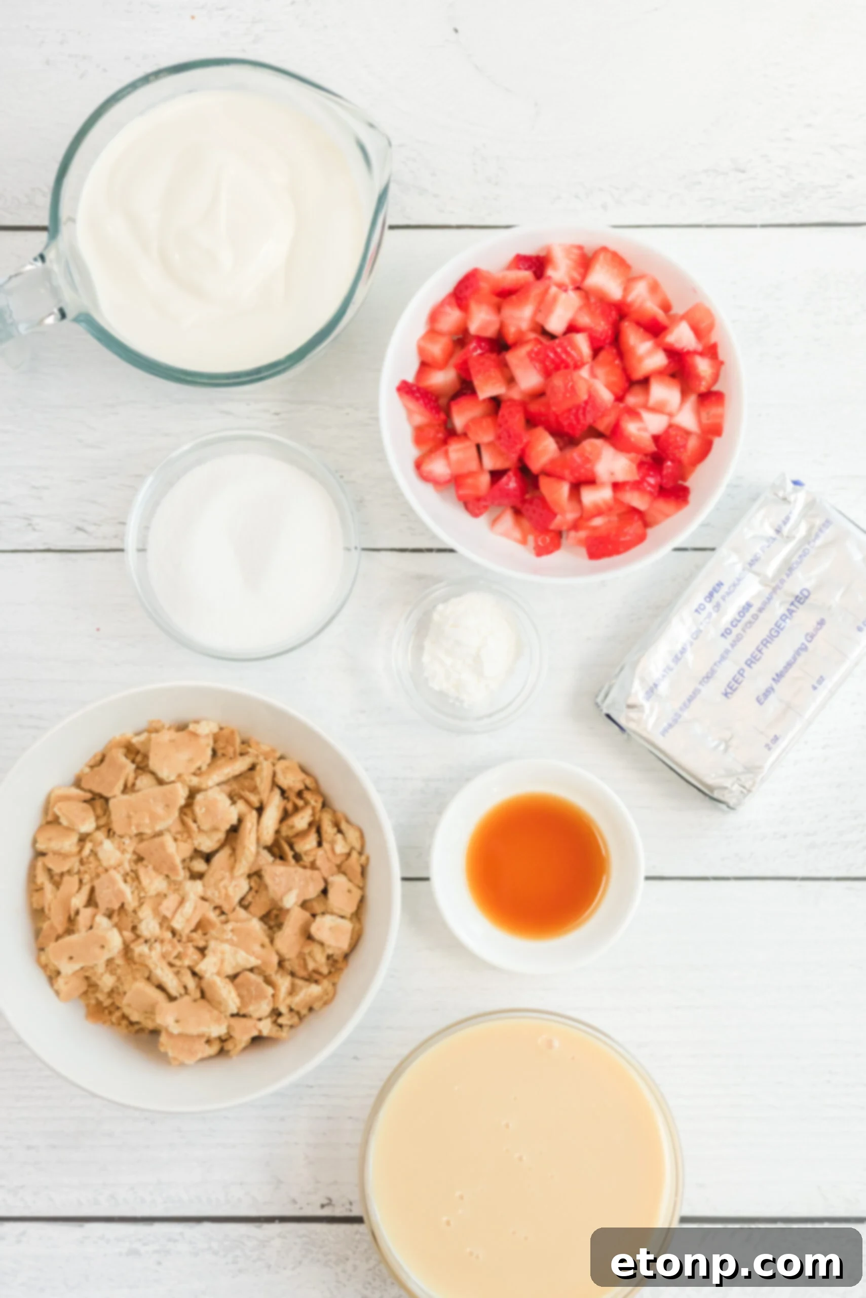 Overhead view of the ingredients needed to complete this recipe.