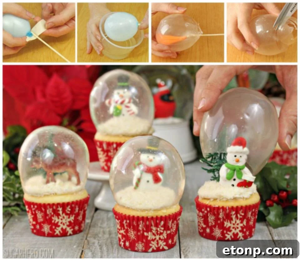Heartwarming Christmas Feasts and Festive DIY Projects 4 Edible Snow Globe Cupcakes