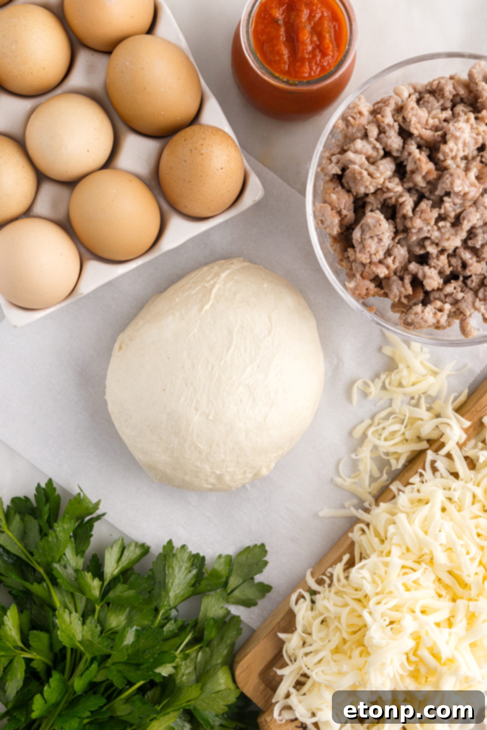 Overhead view of the ingredients needed to complete this recipe.