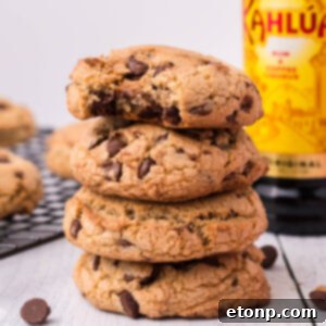 Kahlua Chocolate chip cookies stacked