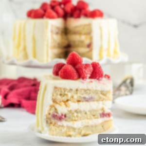 White Chocolate Cake with Raspberries