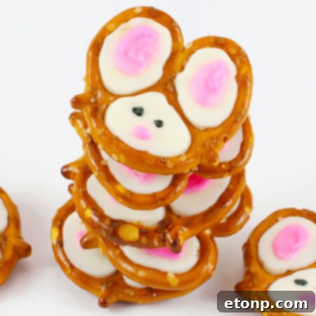 Stacked Bunny Pretzels, ready to be enjoyed.