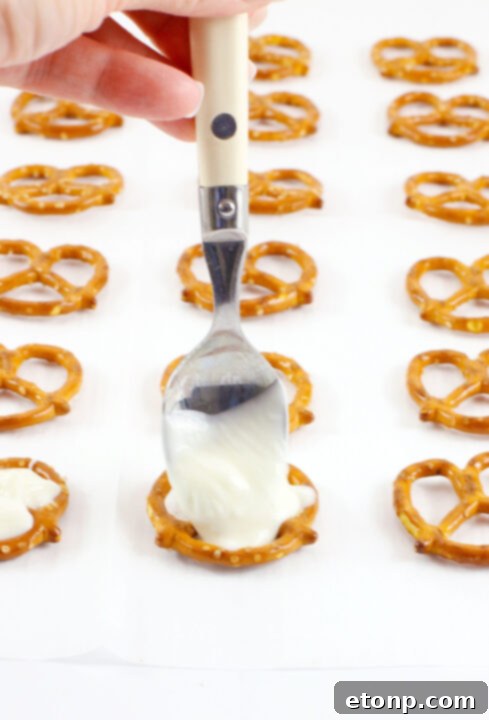 Another close-up of a decorated Bunny Pretzel from a different angle.