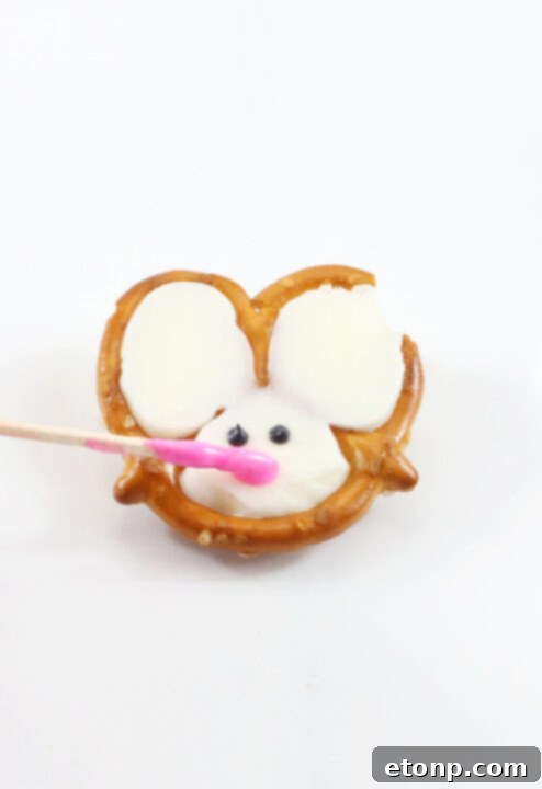 A Bunny Pretzel with a cheerful pink nose and ears.