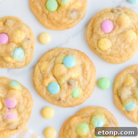 Overhead view of Easter Pudding Cookies.