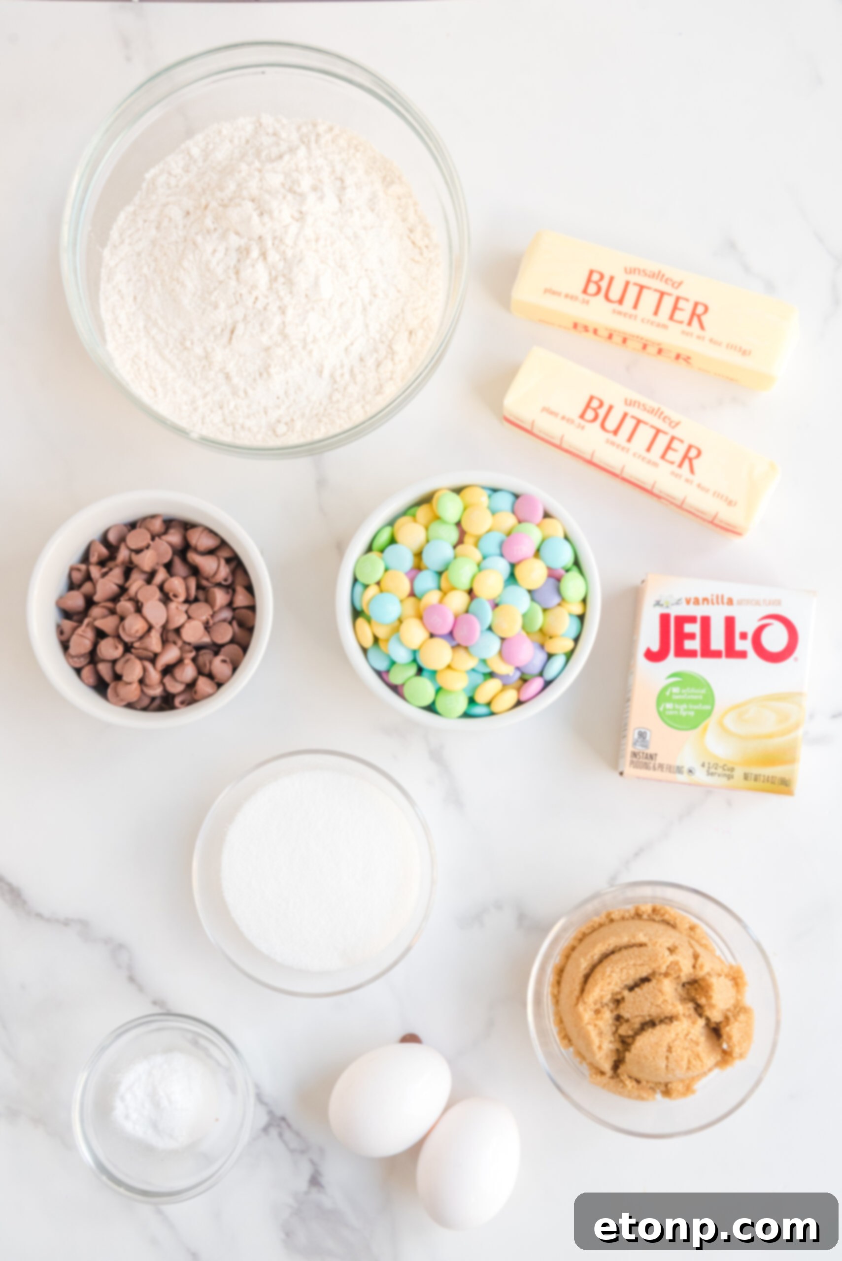 Overhead view of the ingredients needed to complete this recipe.
