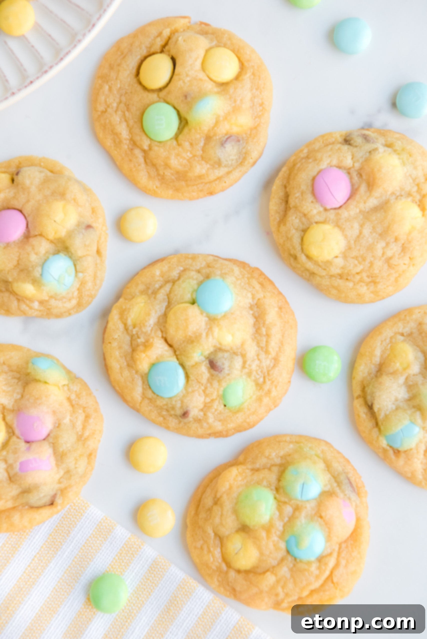 Overhead view of Easter Pudding Cookies.