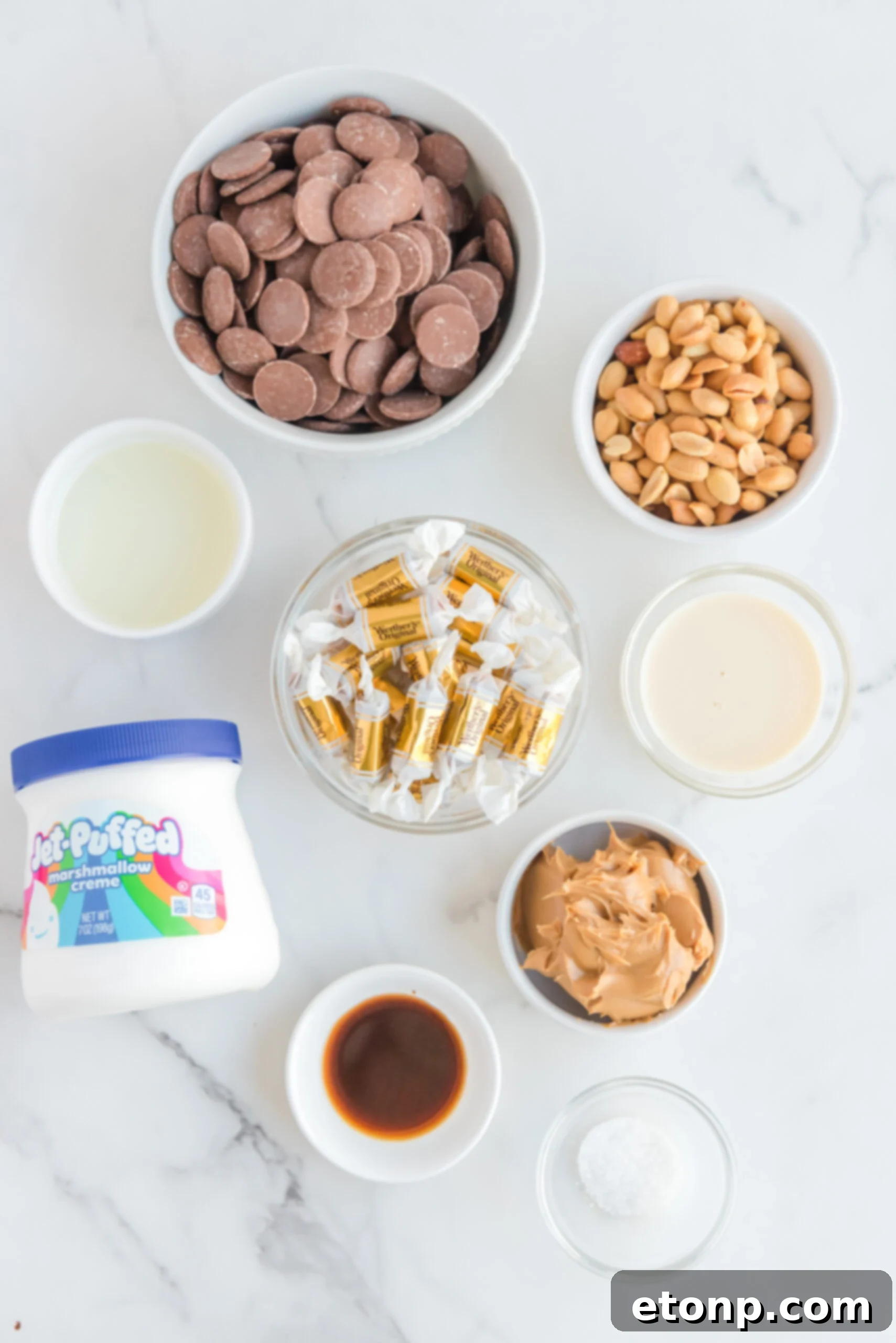Overhead view of the ingredients needed to  complete this recipe.