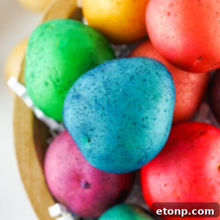 Dyed Easter Egg Potatoes in a bowl