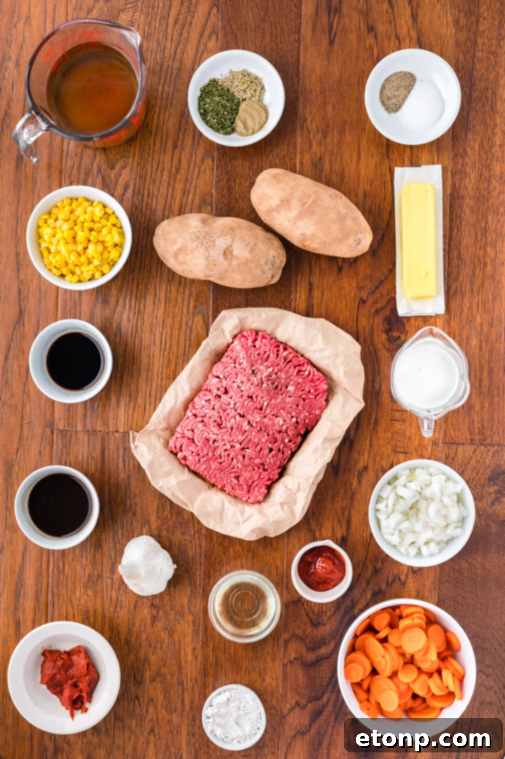 Overhead shot of all ingredients needed for this recipe. 