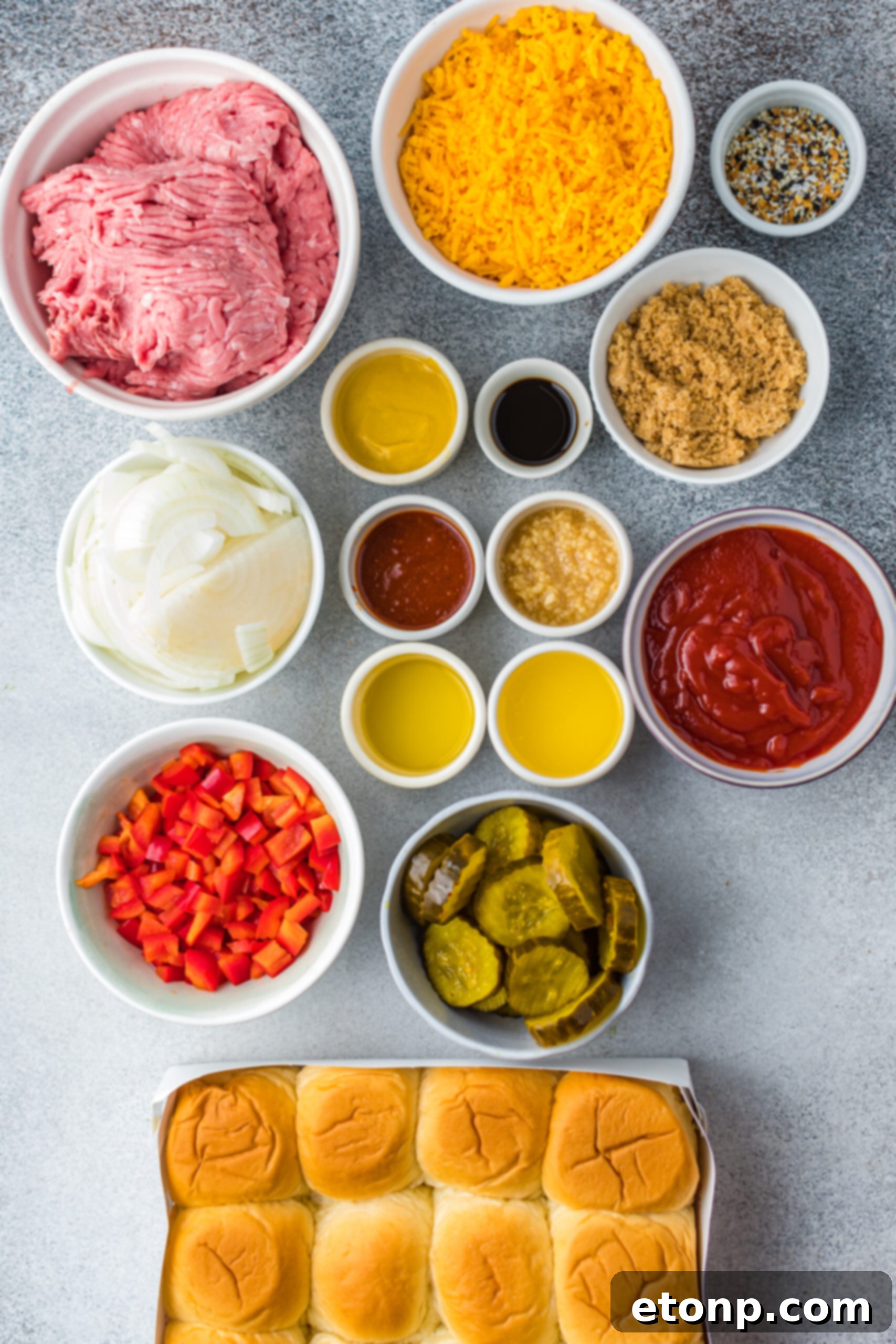 Overhead view of the ingredients needed to complete this recipe.
