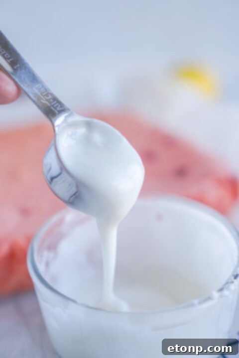 Making the lemon glaze.