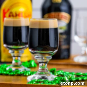 Close-up of a Baby Guinness Shot, showcasing its distinct layered appearance.