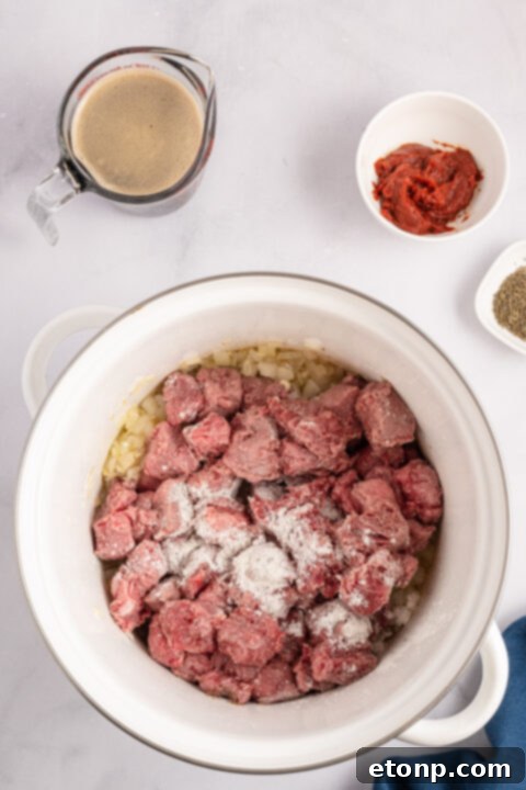 Irish Stew cooking in a pot