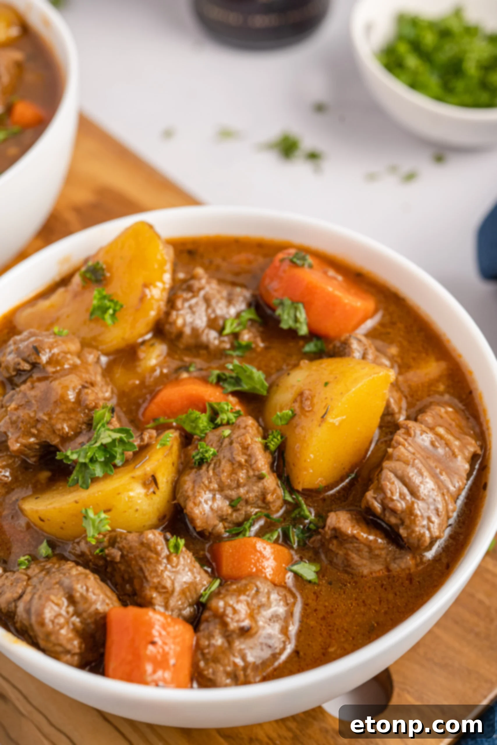 Up close view of Irish Stew. 