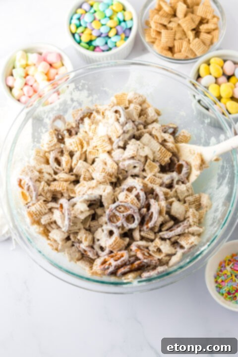 Various images of Bunny Munch, from different angles and serving sizes. 
