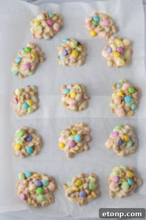 Candy scooped onto parchment paper