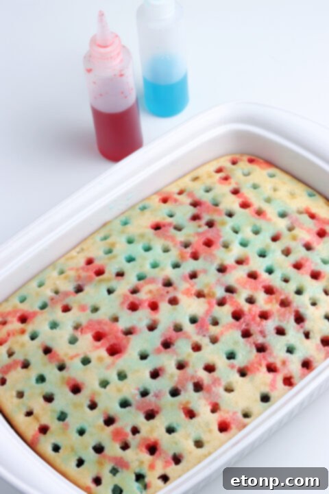 American Flag cake with a slice taken out. 