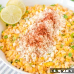 Mexican Street Corn Salad in a white bowl