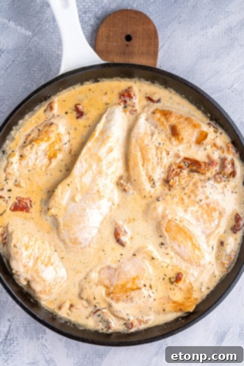 Heart-Winning Chicken 9 Adding heavy cream and seasonings to the skillet.