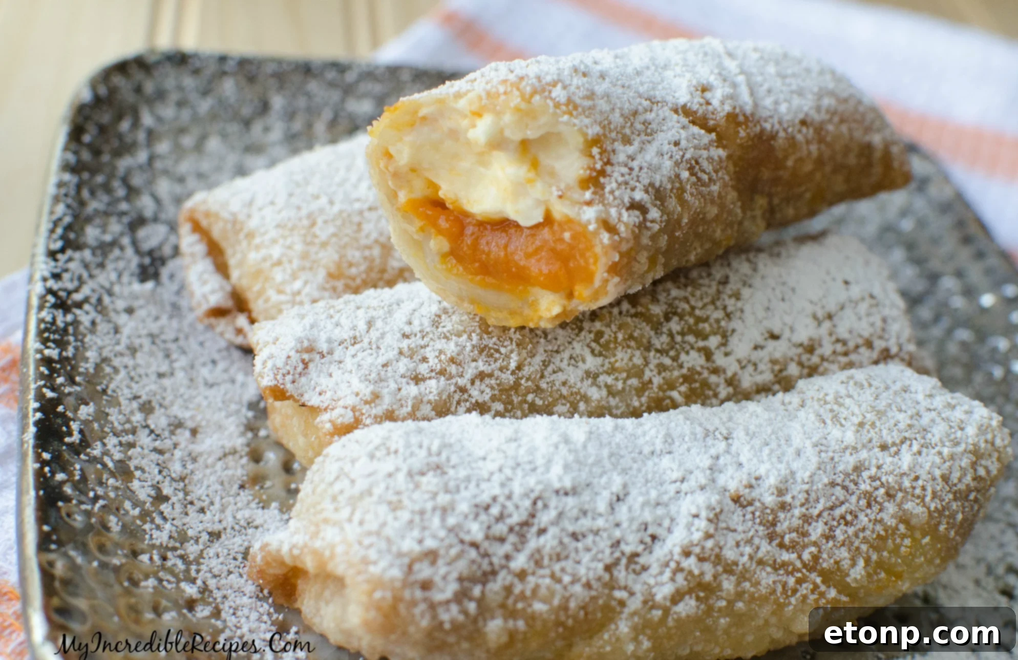 Autumn Pumpkin Cheesecake Rolls 7 Pumpkin Cheesecake Taquitos served with various toppings
