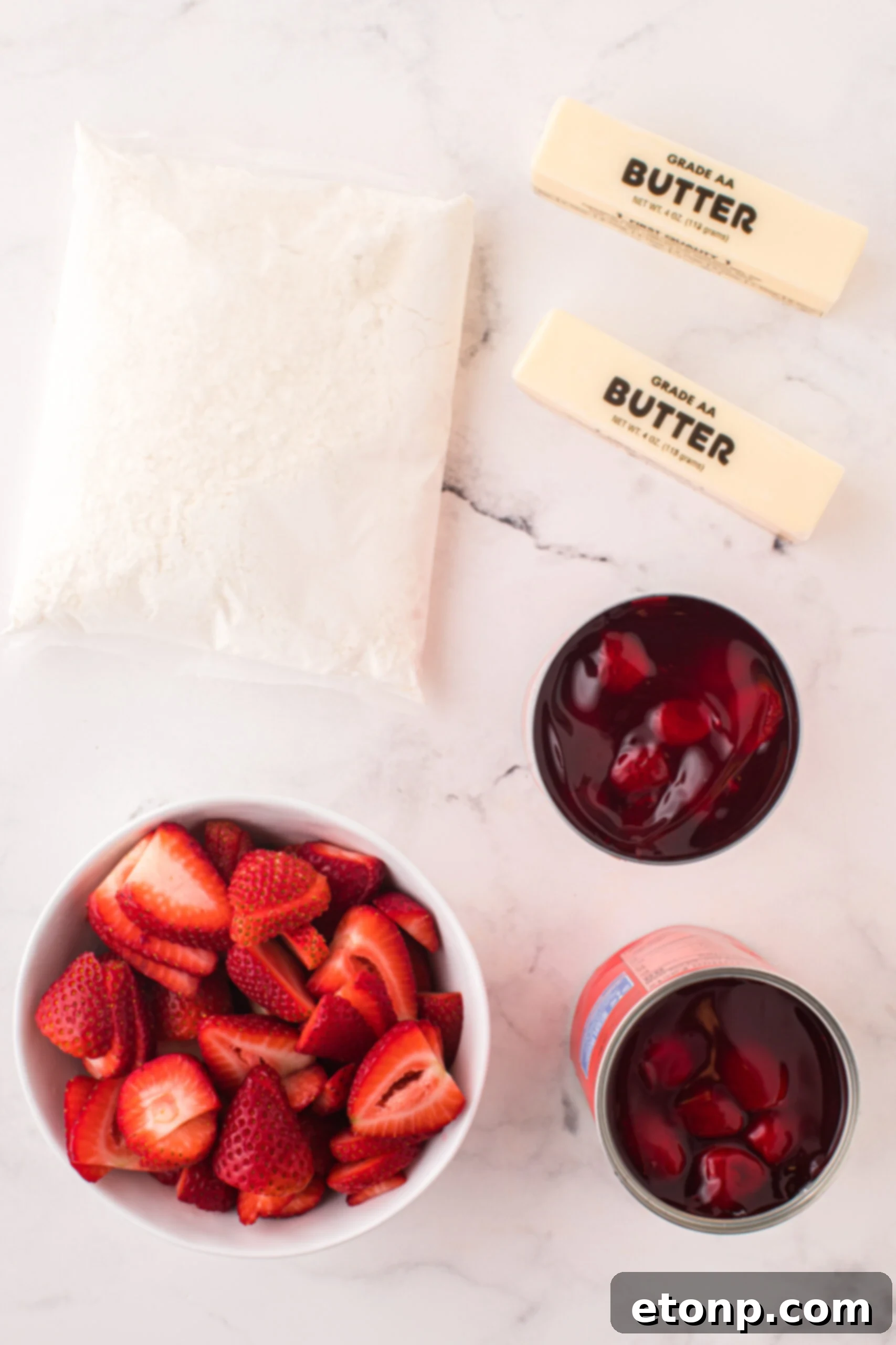 Overhead view of the ingredients needed to complete this recipe.