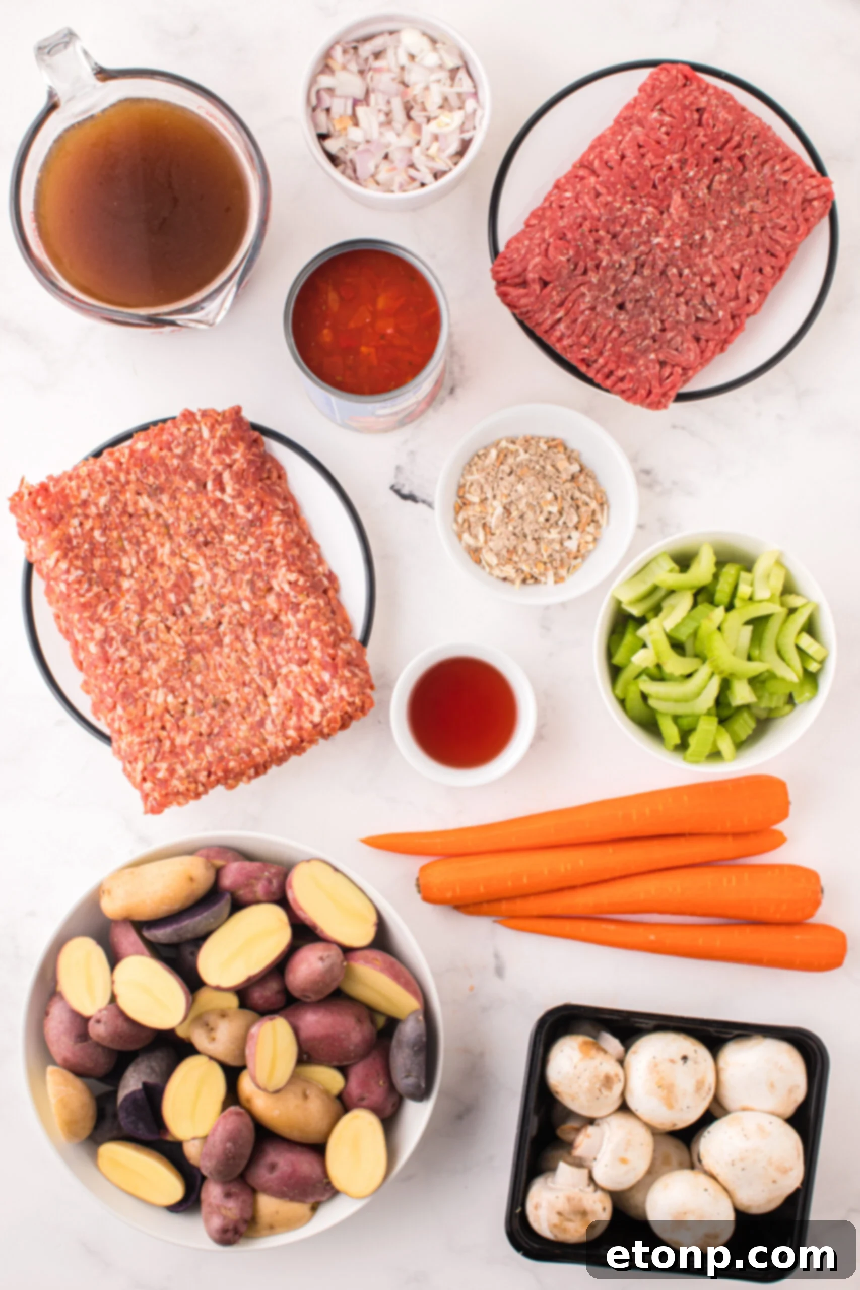 Overhead view of the ingredients needed to complete this recipe.