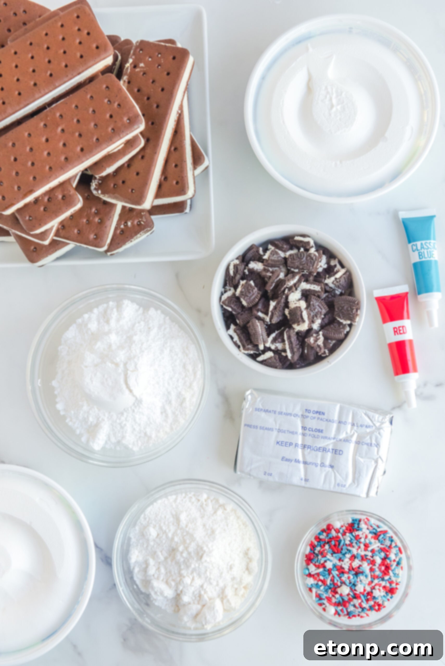 Overhead view of the ingredients needed to complete this recipe.