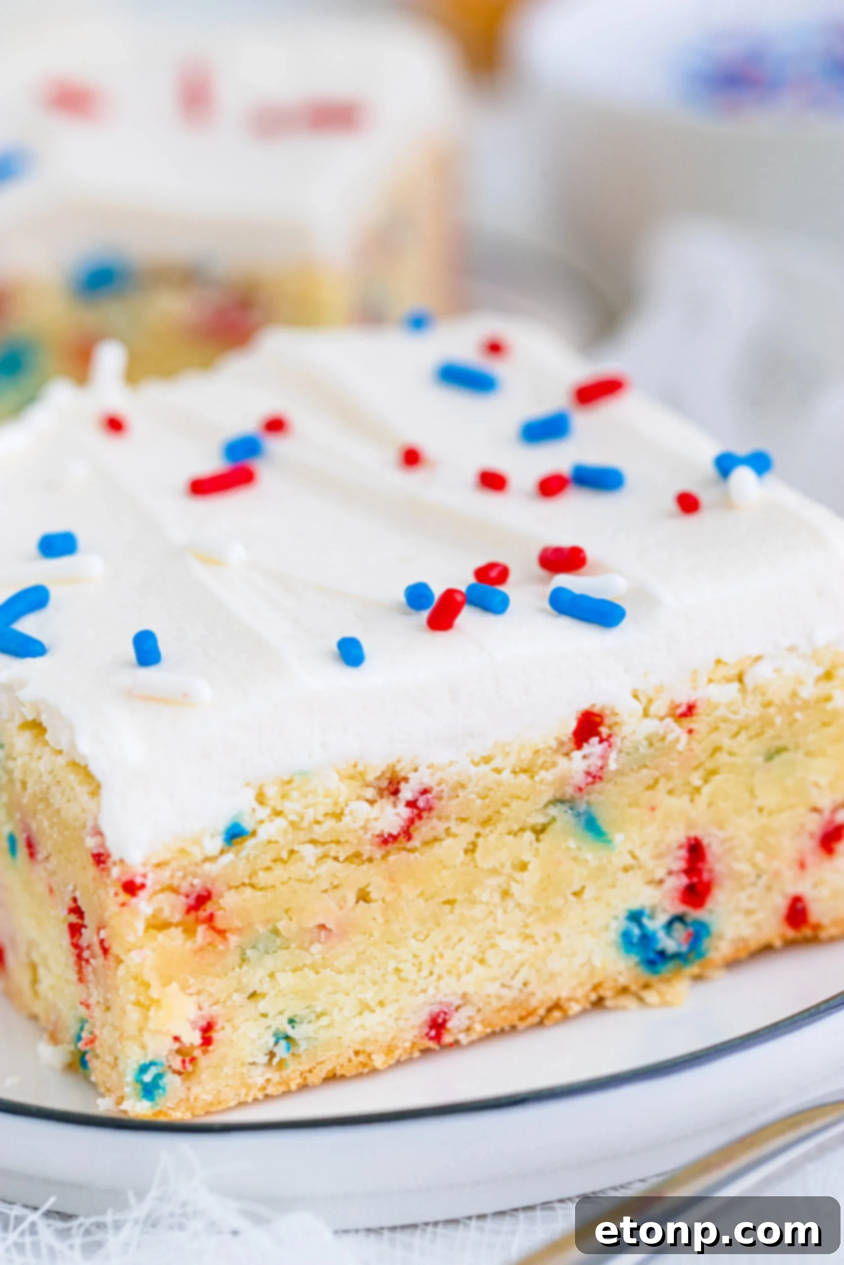Up close photo of the sugar cookie bars showing texture 