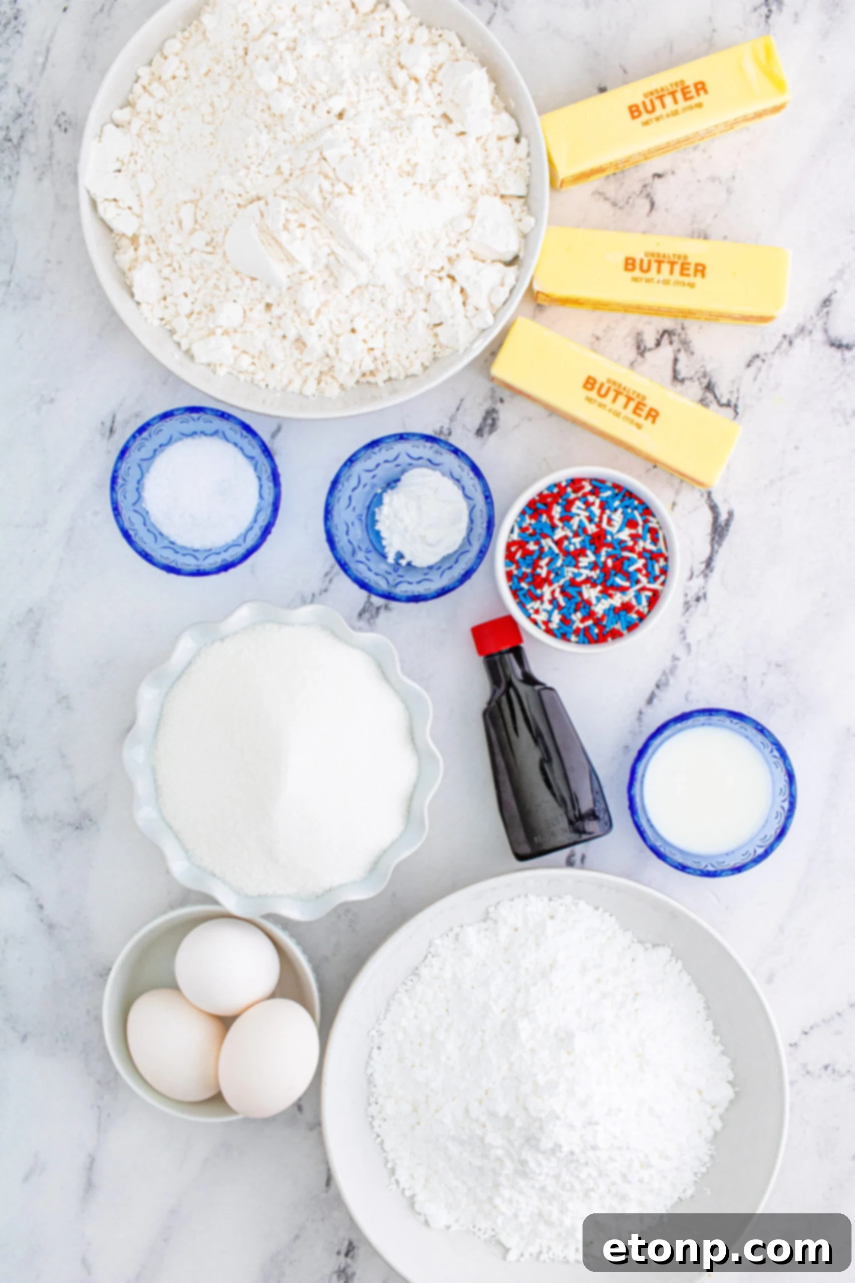 Overhead view of the ingredients needed to complete this recipe.