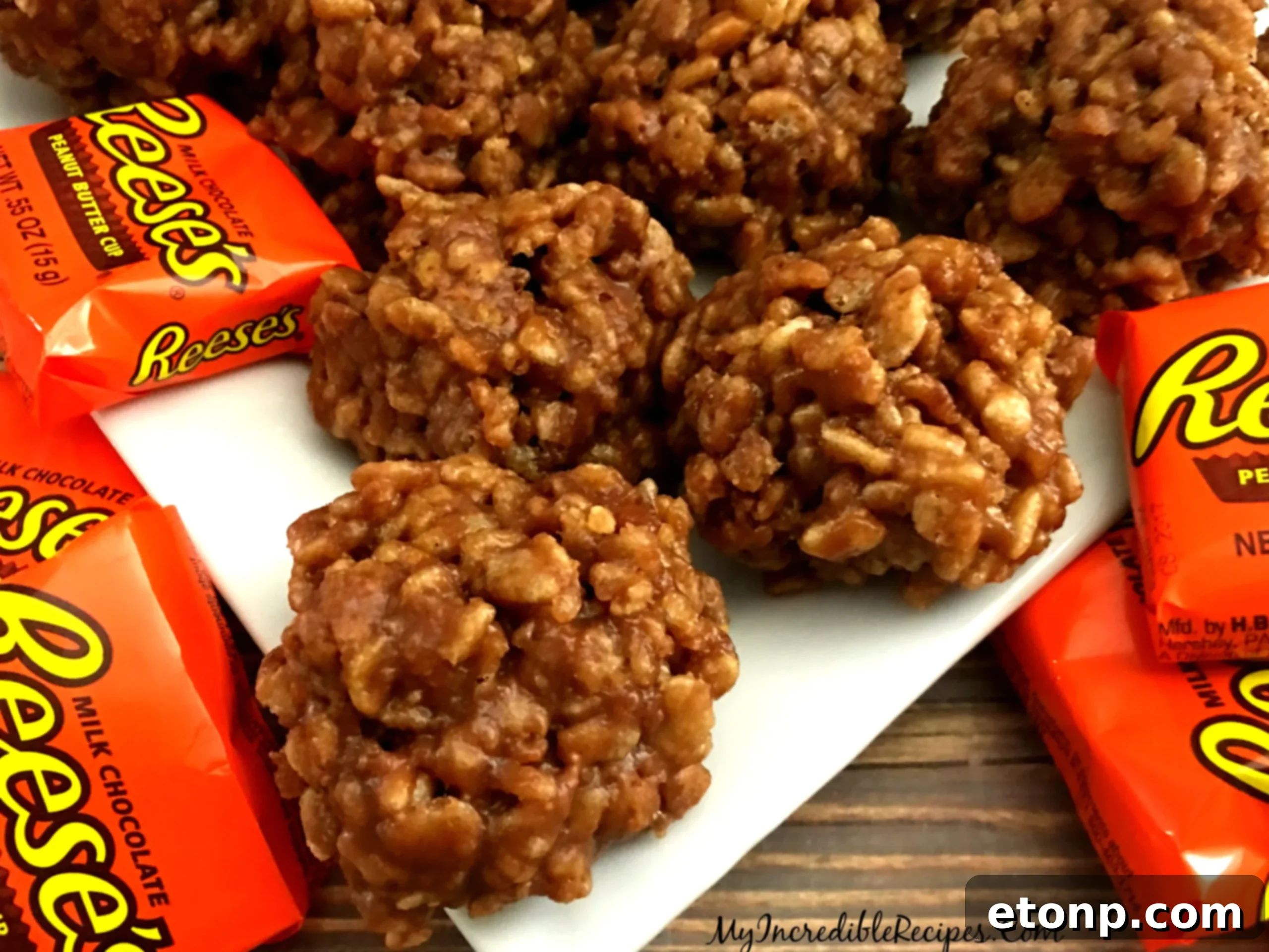 Delicious No-Bake Reese's Krispy Cookie Balls piled high