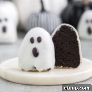sliced Halloween Oreo truffle on marble platter