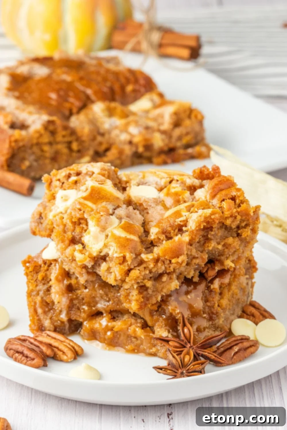 slice of pumpkin cake on plate on table