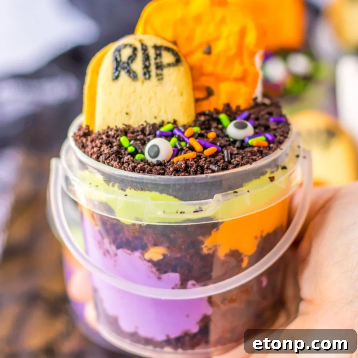Halloween Pudding Cup in hand