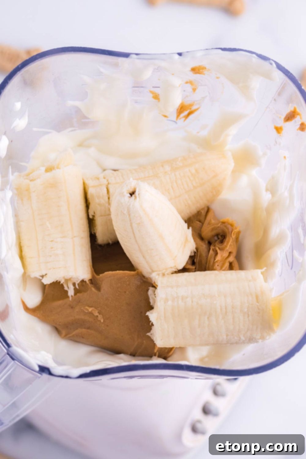ingredients for dog ice cream in a blender
