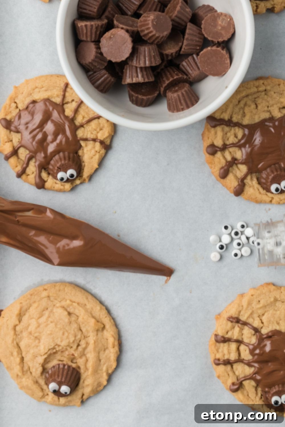 Frightfully Delicious Peanut Butter Spider Cookies 12 cookie halloween